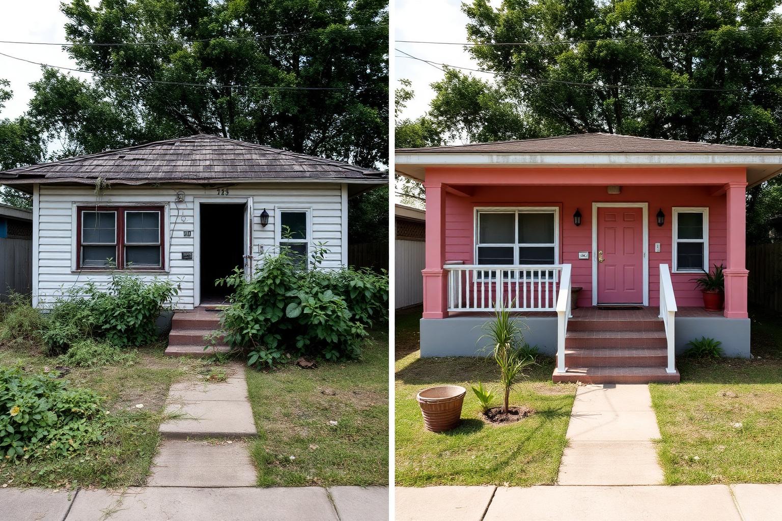 Antes y después de propiedad restaurada